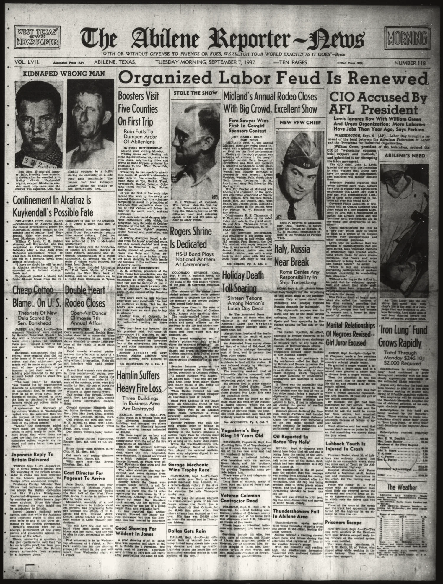 The Abilene Reporter-News (Abilene, Tex.), Vol. 57, No. 118, Ed. 1 Tuesday, September 7, 1937